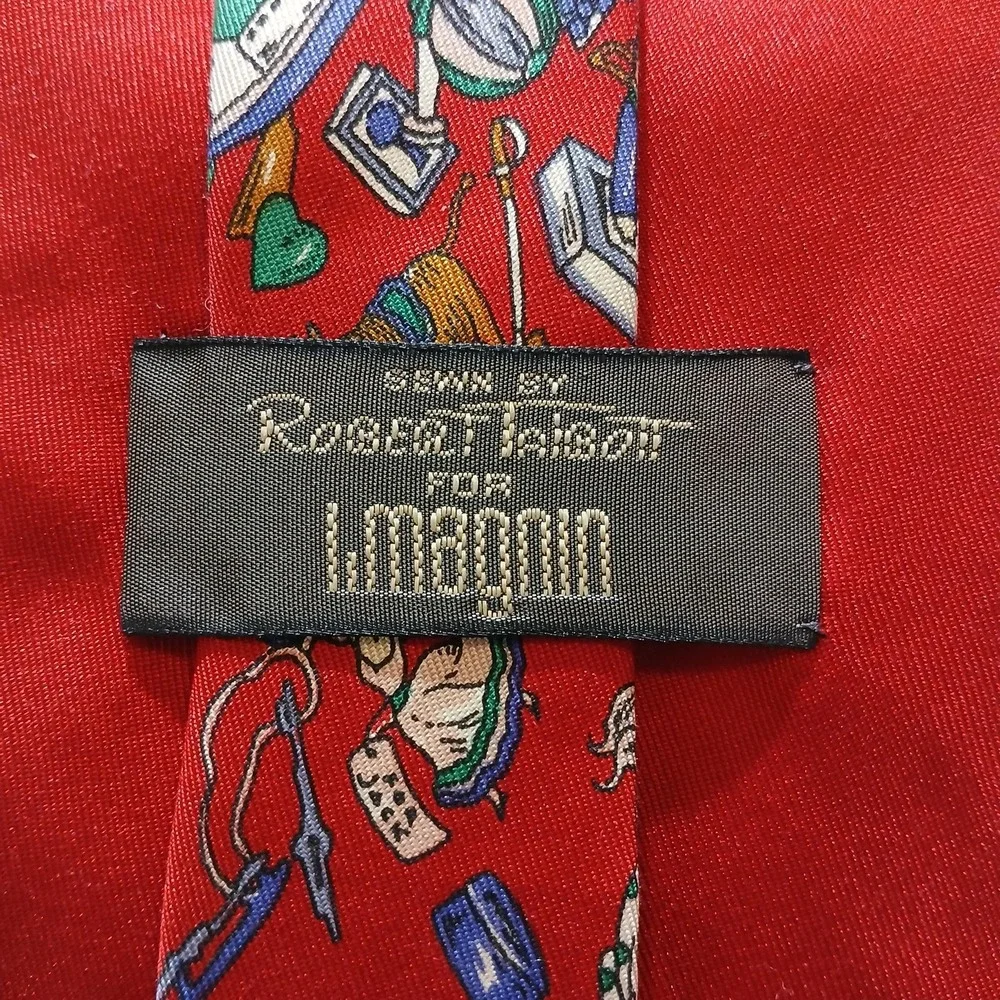Vintage Robert Talbott Tie Mens Red Silk Santa‎ Christmas I Magnin Novelty 90s
